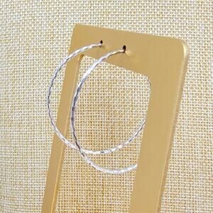 Italy Textured Diamond Cut Hoop Sterling Silver 925 Earrings 2.7 grams